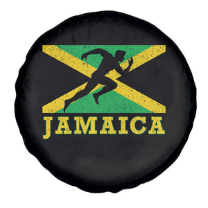 Jamaican Flag Track And Field Spare Tire Cover Retro Vintage Jamaica Runner Track Team TS10 Print Your Wear