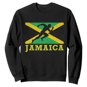 Jamaican Flag Track And Field Sweatshirt Retro Vintage Jamaica Runner Track Team TS10 Black Print Your Wear