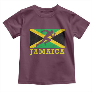 Jamaican Flag Track And Field Toddler T Shirt Retro Vintage Jamaica Runner Track Team TS10 Maroon Print Your Wear