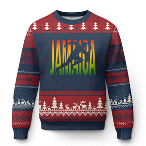 Jamaica Track And Field Ugly Christmas Sweater Retro Vintage Sport Jamaican Flag TS10 Navy Red Print Your Wear