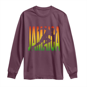 Jamaica Track And Field Long Sleeve Shirt Retro Vintage Sport Jamaican Flag TS10 Maroon Print Your Wear