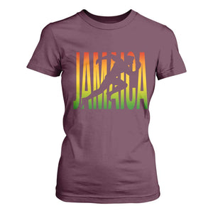Jamaica Track And Field T Shirt For Women Retro Vintage Sport Jamaican Flag TS10 Maroon Print Your Wear