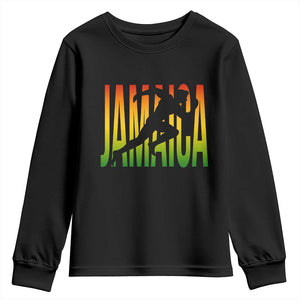 Jamaica Track And Field Youth Sweatshirt Retro Vintage Sport Jamaican Flag TS10 Black Print Your Wear