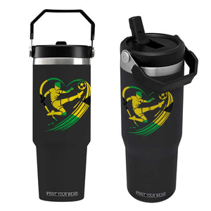 Jamaica Soccer Flip Straw Tumbler Jamaican Flag Reggae Football Caribbean Pride TS10 One Size: 30 oz Black Print Your Wear