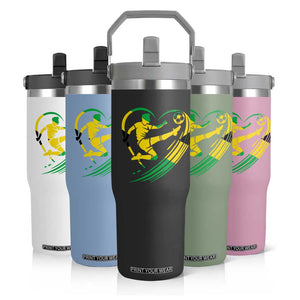 Jamaica Soccer Flip Straw Tumbler Jamaican Flag Reggae Football Caribbean Pride TS10 Print Your Wear