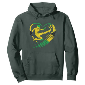 Jamaica Soccer Hoodie Jamaican Flag Reggae Football Caribbean Pride TS10 Dark Forest Green Print Your Wear