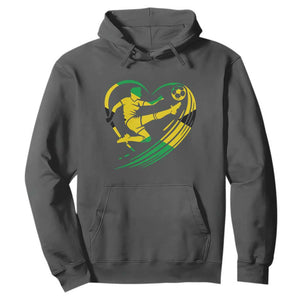 Jamaica Soccer Hoodie Jamaican Flag Reggae Football Caribbean Pride TS10 Dark Heather Print Your Wear