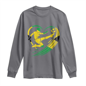 Jamaica Soccer Long Sleeve Shirt Jamaican Flag Reggae Football Caribbean Pride TS10 Charcoal Print Your Wear