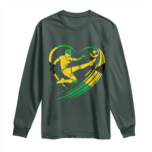Jamaica Soccer Long Sleeve Shirt Jamaican Flag Reggae Football Caribbean Pride TS10 Dark Forest Green Print Your Wear
