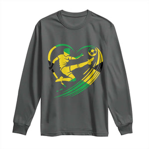 Jamaica Soccer Long Sleeve Shirt Jamaican Flag Reggae Football Caribbean Pride TS10 Dark Heather Print Your Wear
