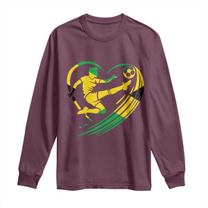 Jamaica Soccer Long Sleeve Shirt Jamaican Flag Reggae Football Caribbean Pride TS10 Maroon Print Your Wear