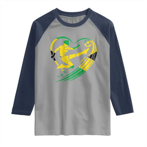 Jamaica Soccer Raglan Shirt Jamaican Flag Reggae Football Caribbean Pride TS10 Sport Gray Navy Print Your Wear
