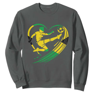Jamaica Soccer Sweatshirt Jamaican Flag Reggae Football Caribbean Pride TS10 Dark Heather Print Your Wear