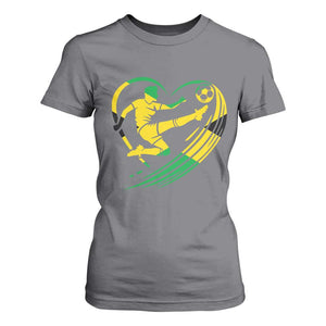Jamaica Soccer T Shirt For Women Jamaican Flag Reggae Football Caribbean Pride TS10 Charcoal Print Your Wear