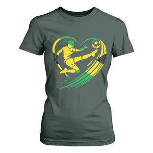 Jamaica Soccer T Shirt For Women Jamaican Flag Reggae Football Caribbean Pride TS10 Dark Forest Green Print Your Wear