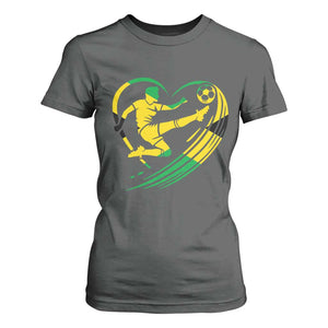 Jamaica Soccer T Shirt For Women Jamaican Flag Reggae Football Caribbean Pride TS10 Dark Heather Print Your Wear