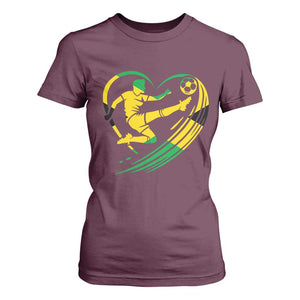 Jamaica Soccer T Shirt For Women Jamaican Flag Reggae Football Caribbean Pride TS10 Maroon Print Your Wear
