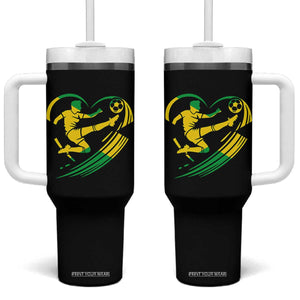 Jamaica Soccer Tumbler With Handle Jamaican Flag Reggae Football Caribbean Pride TS10 One Size: 40 oz Black Print Your Wear
