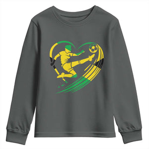 Jamaica Soccer Youth Sweatshirt Jamaican Flag Reggae Football Caribbean Pride TS10 Dark Heather Print Your Wear