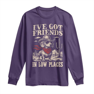Funny Dachshund Cowboy Long Sleeve Shirt Ive Got Friends In Low Places TS10 Purple Print Your Wear