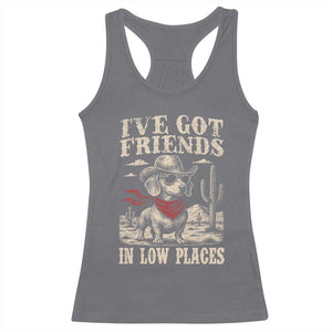 Funny Dachshund Cowboy Racerback Tank Top Ive Got Friends In Low Places TS10 Charcoal Print Your Wear