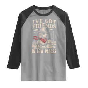 Funny Dachshund Cowboy Raglan Shirt Ive Got Friends In Low Places TS10 Sport Gray Black Print Your Wear