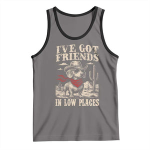 Funny Dachshund Cowboy Tank Top Ive Got Friends In Low Places TS10 Deep Heather Black Print Your Wear