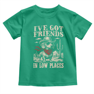 Funny Dachshund Cowboy Toddler T Shirt Ive Got Friends In Low Places TS10 Irish Green Print Your Wear
