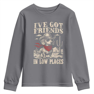 Funny Dachshund Cowboy Youth Sweatshirt Ive Got Friends In Low Places TS10 Charcoal Print Your Wear