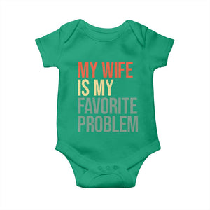My Wife Is My Favorite Problem Funny Baby Onesie Retro 70s Husband Graphic