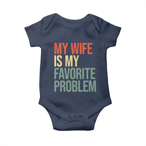 My Wife Is My Favorite Problem Funny Baby Onesie Retro 70s Husband Graphic
