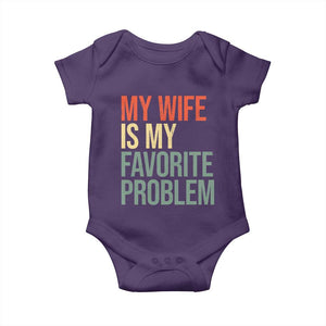 My Wife Is My Favorite Problem Funny Baby Onesie Retro 70s Husband Graphic