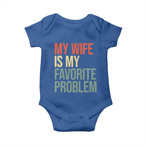 My Wife Is My Favorite Problem Funny Baby Onesie Retro 70s Husband Graphic