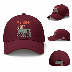 My Wife Is My Favorite Problem Funny Baseball Cap Retro 70s Husband Graphic