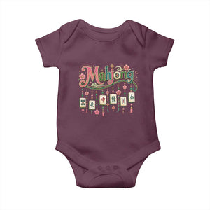 Funny Mahjong Lovers Baby Onesie Funny Mahjong Lovers Chinese Game Floral Vintage Aesthetic Graphic