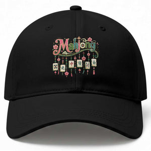 Funny Mahjong Lovers Baseball Cap Funny Mahjong Lovers Chinese Game Floral Vintage Aesthetic Graphic