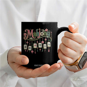 Funny Mahjong Lovers Coffee Mug Funny Mahjong Lovers Chinese Game Floral Vintage Aesthetic Graphic