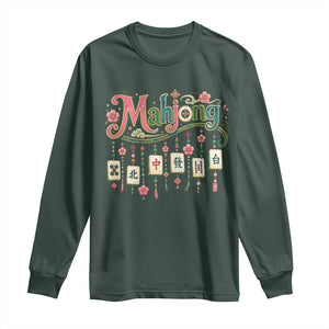 Funny Mahjong Lovers Long Sleeve Shirt Funny Mahjong Lovers Chinese Game Floral Vintage Aesthetic Graphic