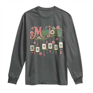 Funny Mahjong Lovers Long Sleeve Shirt Funny Mahjong Lovers Chinese Game Floral Vintage Aesthetic Graphic