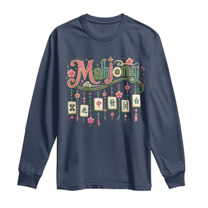 Funny Mahjong Lovers Long Sleeve Shirt Funny Mahjong Lovers Chinese Game Floral Vintage Aesthetic Graphic