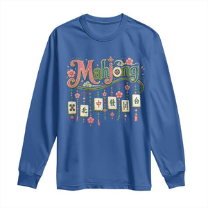 Funny Mahjong Lovers Long Sleeve Shirt Funny Mahjong Lovers Chinese Game Floral Vintage Aesthetic Graphic