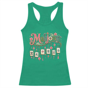 Funny Mahjong Lovers Racerback Tank Top Funny Mahjong Lovers Chinese Game Floral Vintage Aesthetic Graphic