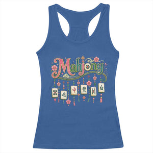 Funny Mahjong Lovers Racerback Tank Top Funny Mahjong Lovers Chinese Game Floral Vintage Aesthetic Graphic