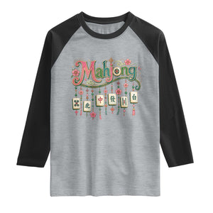 Funny Mahjong Lovers Raglan Shirt Funny Mahjong Lovers Chinese Game Floral Vintage Aesthetic Graphic