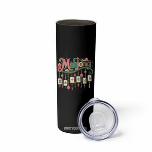 Funny Mahjong Lovers Skinny Tumbler Funny Mahjong Lovers Chinese Game Floral Vintage Aesthetic Graphic