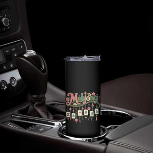 Funny Mahjong Lovers Skinny Tumbler Funny Mahjong Lovers Chinese Game Floral Vintage Aesthetic Graphic