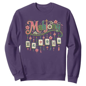 Funny Mahjong Lovers Sweatshirt Funny Mahjong Lovers Chinese Game Floral Vintage Aesthetic Graphic