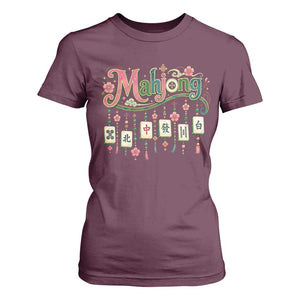 Funny Mahjong Lovers T Shirt For Women Funny Mahjong Lovers Chinese Game Floral Vintage Aesthetic Graphic