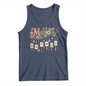 Funny Mahjong Lovers Tank Top Funny Mahjong Lovers Chinese Game Floral Vintage Aesthetic Graphic