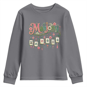 Funny Mahjong Lovers Youth Sweatshirt Funny Mahjong Lovers Chinese Game Floral Vintage Aesthetic Graphic